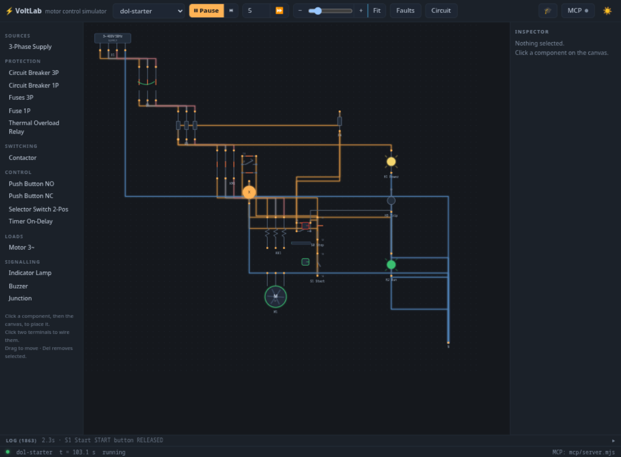 VoltLab running the DOL starter demo in dark theme