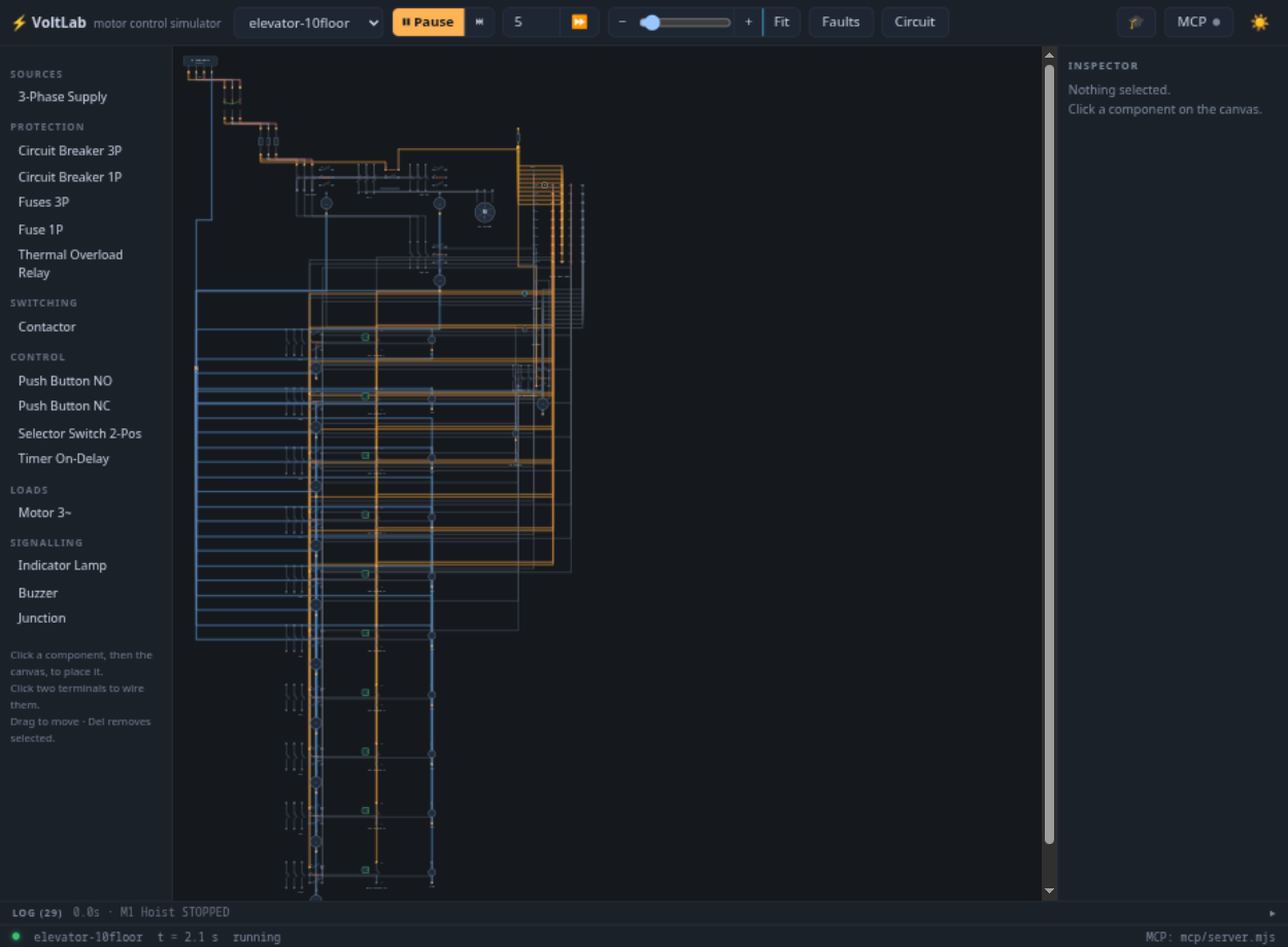 The 10-story relay elevator circuit overview