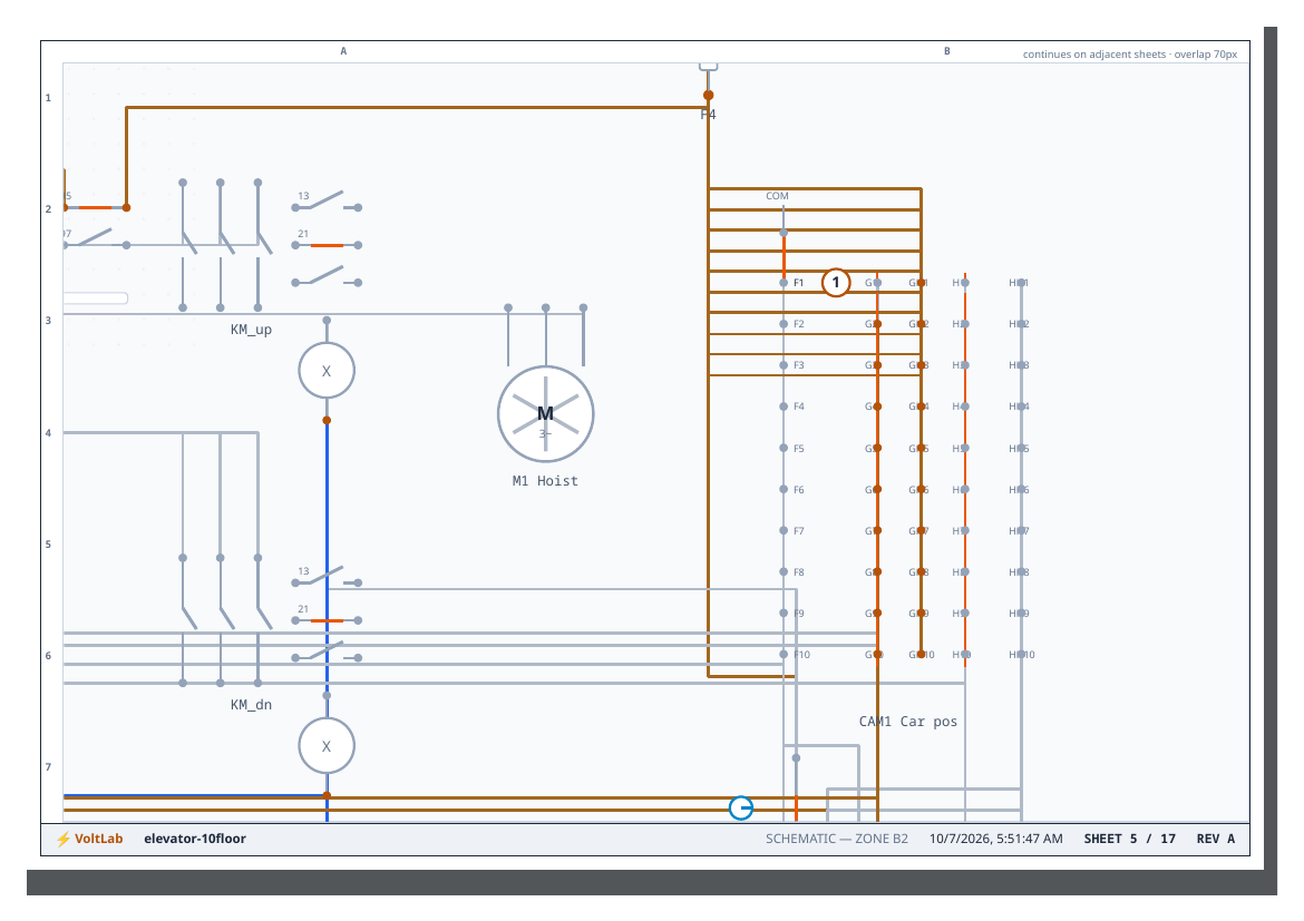 PDF schematic sheet with zone grid and title block